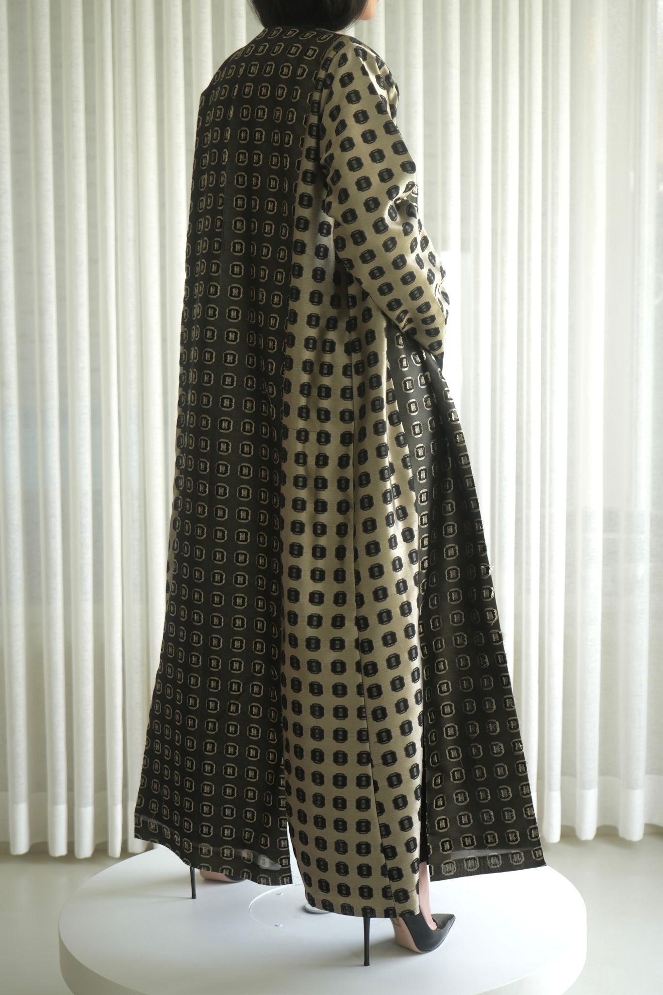 Beige and Black Organza Jacquard