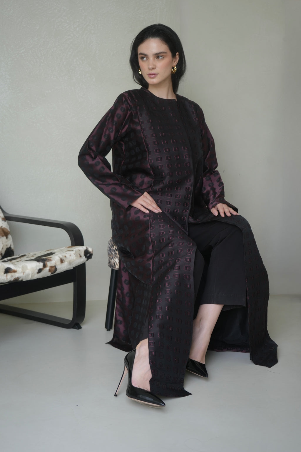Maroon Organza Jacquard