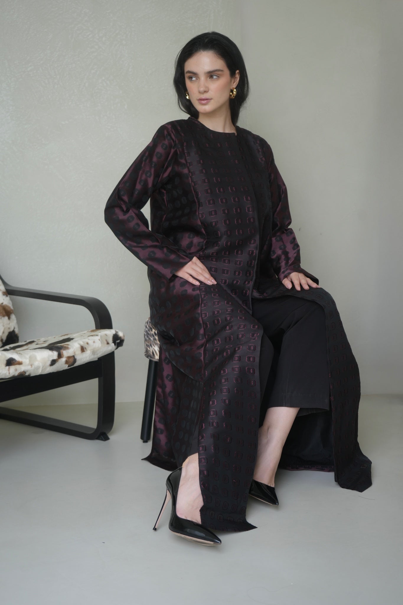 Maroon Organza Jacquard