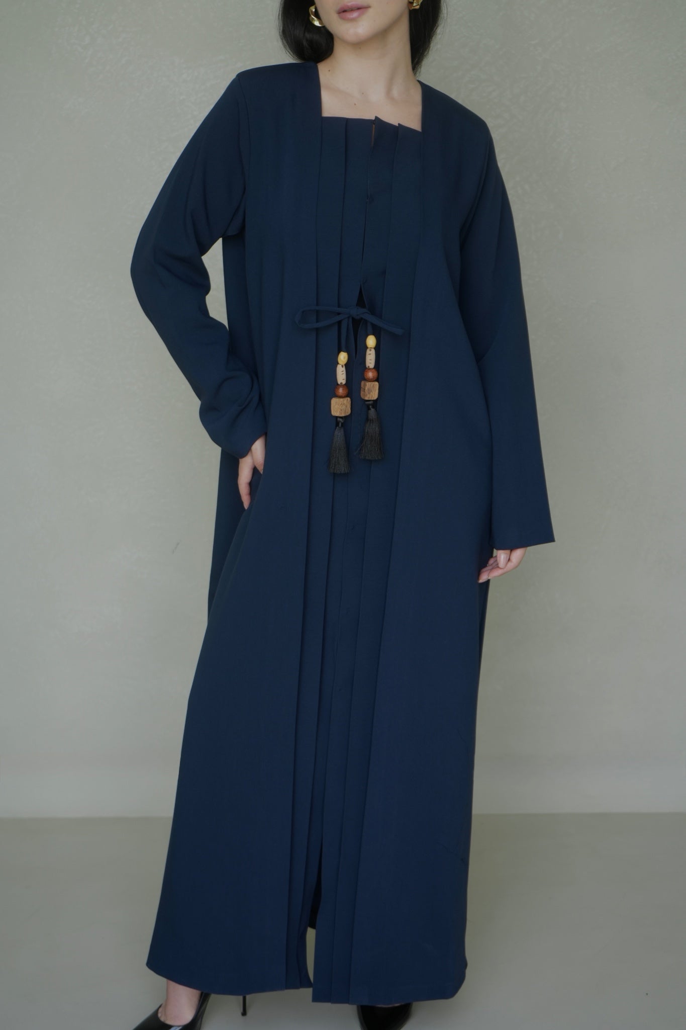 Navy blue wooden charm