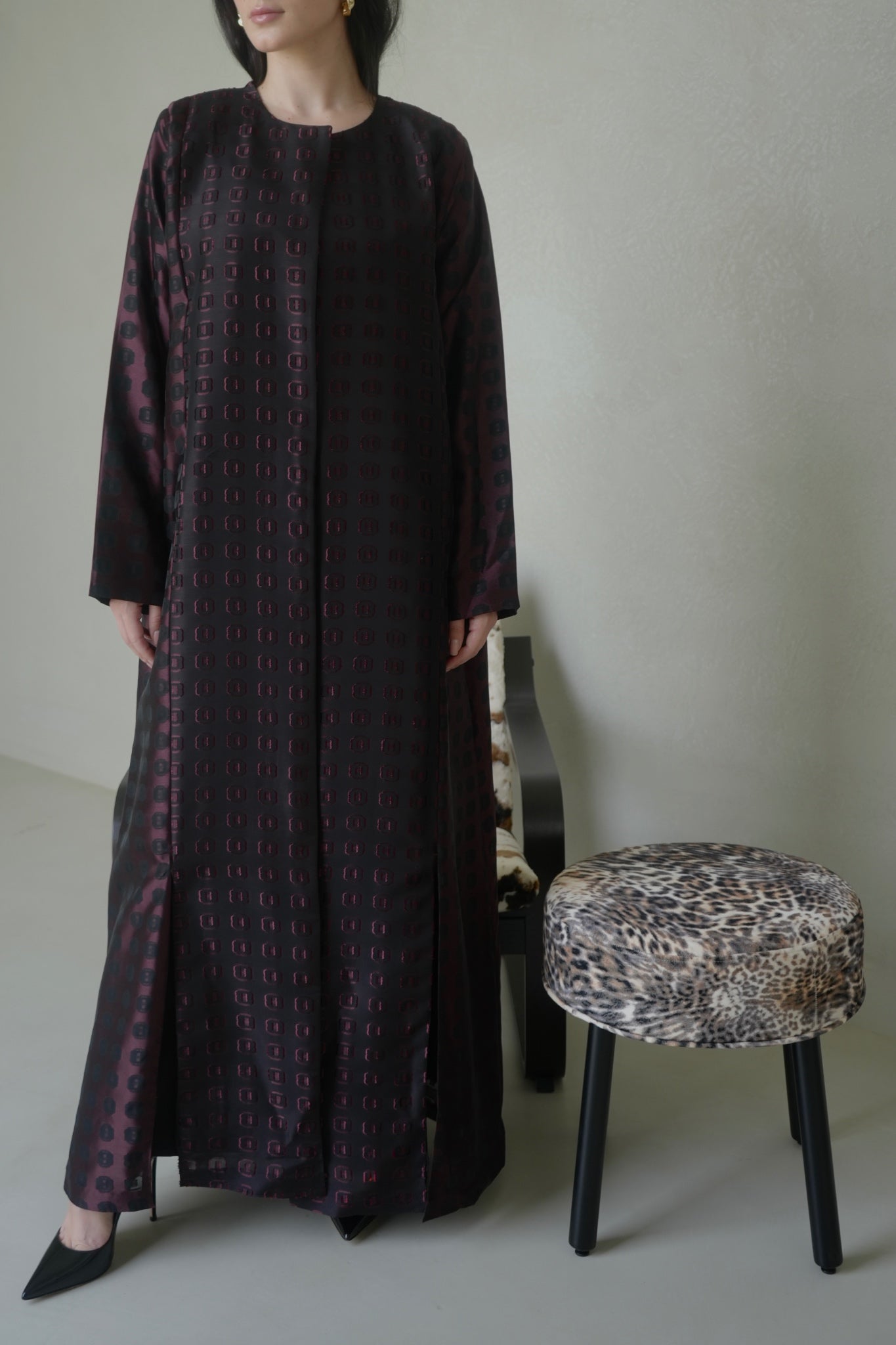 Maroon Organza Jacquard